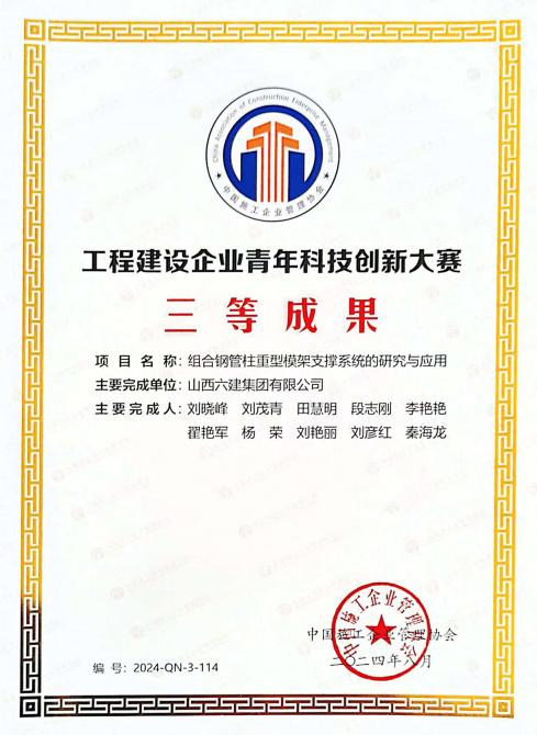 山西建投六建集团荣获多项科技立异奖-402cc永利集团