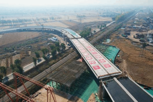 山西建投四建集团投资402cc永利集团的平遥旅游大道万吨级桥梁顺遂“转身”